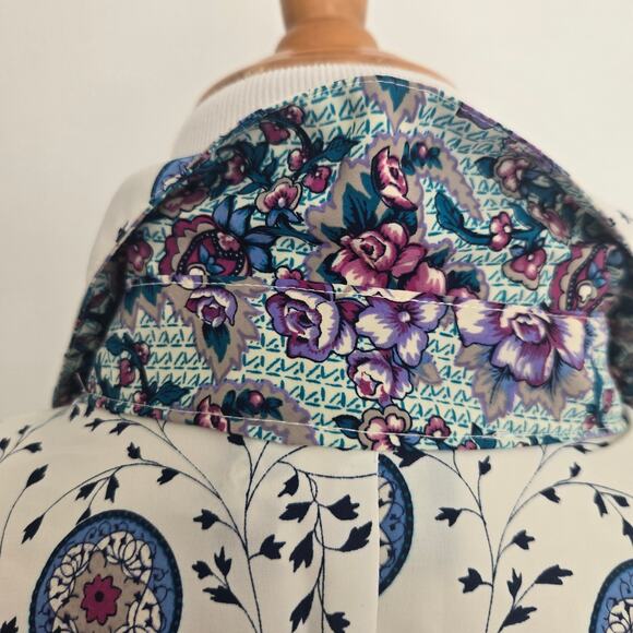 Vintage Breli 80s Secretary Shirt Dress Printed Pleated Midi Skirt Women 10 - Picture 6 of 13